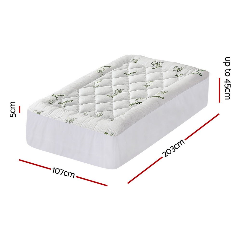Mattress Topper 5cm Pillowtop toppers Bamboo King Single - Furniture > Mattresses > Mattress Toppers - Rivercity House & Home Co. (ABN 18 642 972 209) - Affordable Modern Furniture Australia
