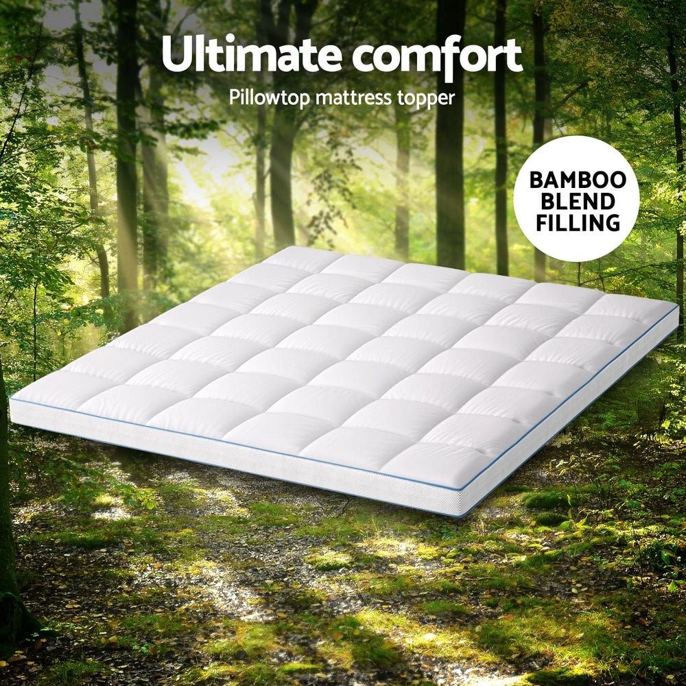 Mattress Topper Pillowtop Bamboo 10cm King - Furniture > Mattresses > Mattress Toppers - Rivercity House & Home Co. (ABN 18 642 972 209) - Affordable Modern Furniture Australia