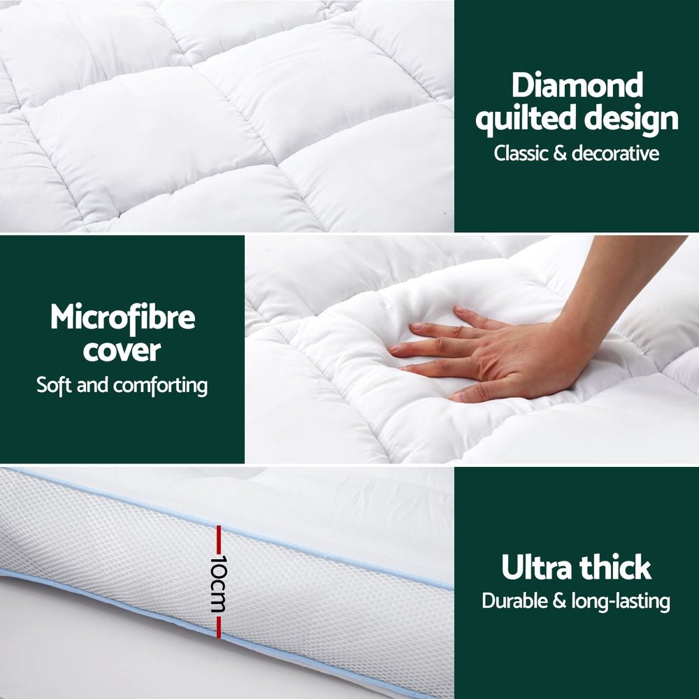 Mattress Topper Pillowtop Bamboo 10cm King - Furniture > Mattresses > Mattress Toppers - Rivercity House & Home Co. (ABN 18 642 972 209) - Affordable Modern Furniture Australia