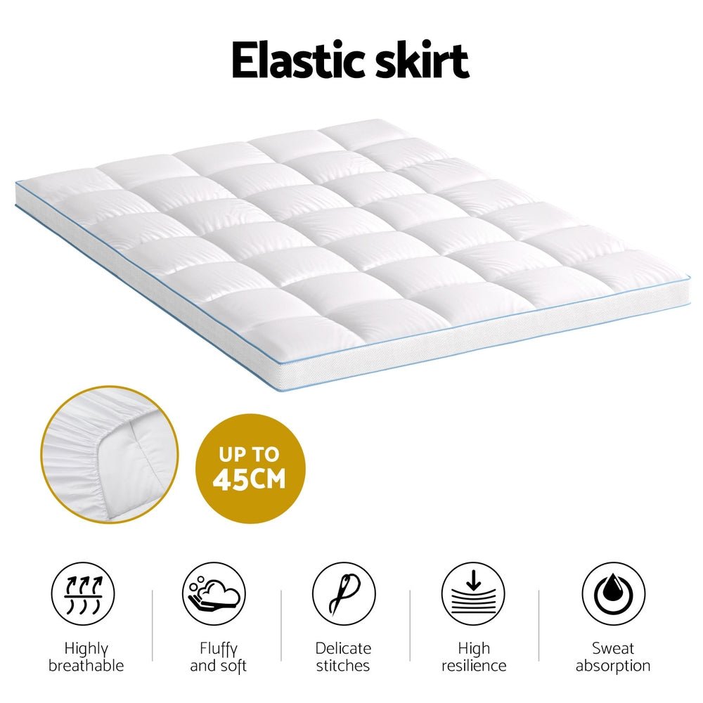 Mattress Topper Pillowtop Bamboo 10cm Queen - Furniture > Mattresses > Mattress Toppers - Rivercity House & Home Co. (ABN 18 642 972 209) - Affordable Modern Furniture Australia