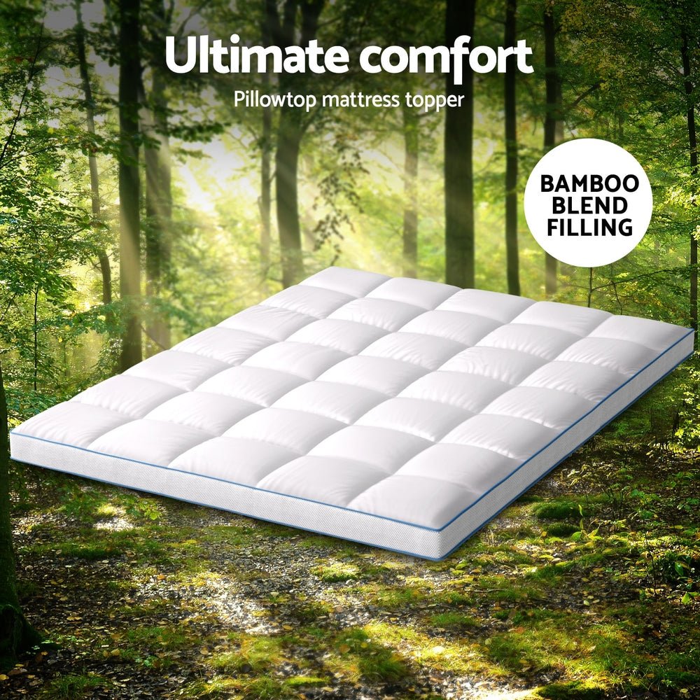 Mattress Topper Pillowtop Bamboo 10cm Queen - Furniture > Mattresses > Mattress Toppers - Rivercity House & Home Co. (ABN 18 642 972 209) - Affordable Modern Furniture Australia