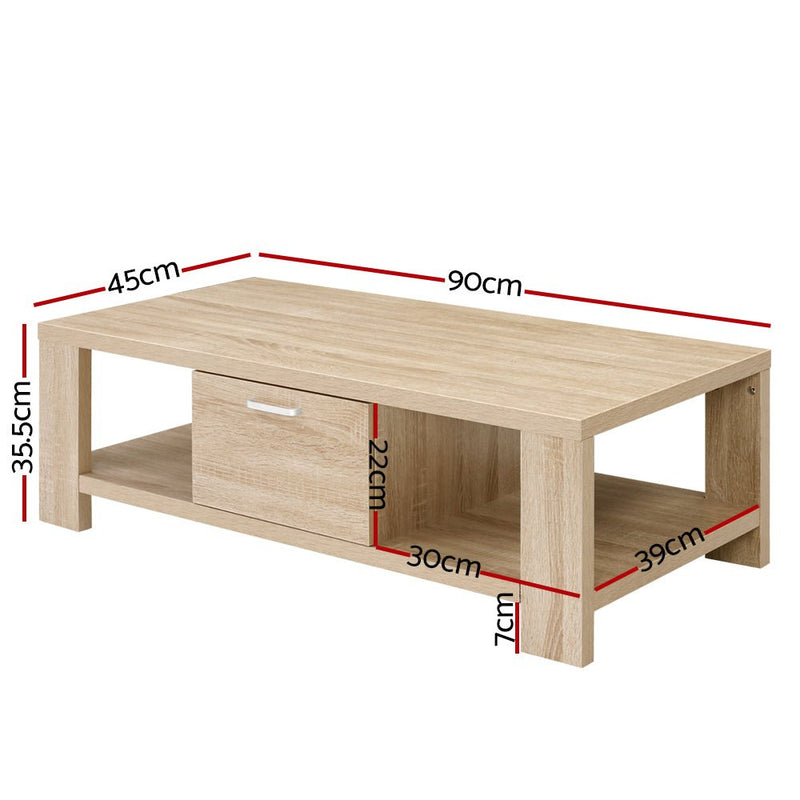 Maxi Coffee Table Oak - Rivercity House & Home Co. (ABN 18 642 972 209) - Affordable Modern Furniture Australia