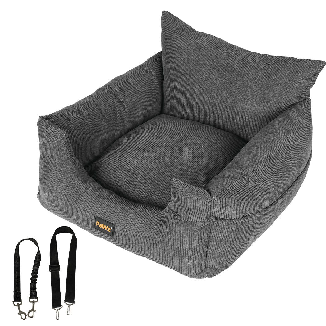 Medium Dog Car Booster Seat with Adjustable Belt and Pockets - Grey - Rivercity House & Home Co. (ABN 18 642 972 209) - Affordable Modern Furniture Australia