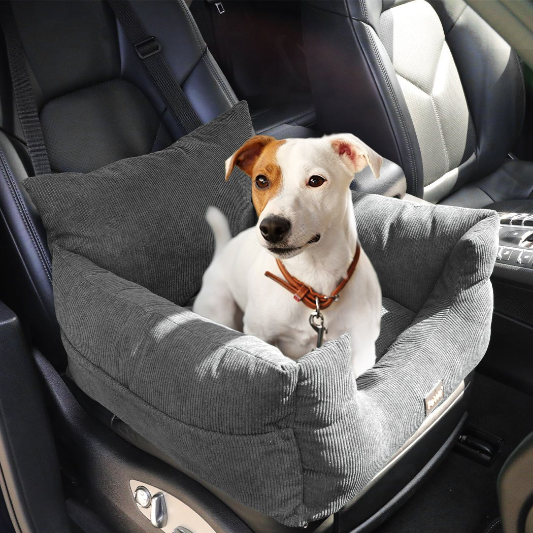 Medium Dog Car Booster Seat with Adjustable Belt and Pockets - Grey - Rivercity House & Home Co. (ABN 18 642 972 209) - Affordable Modern Furniture Australia