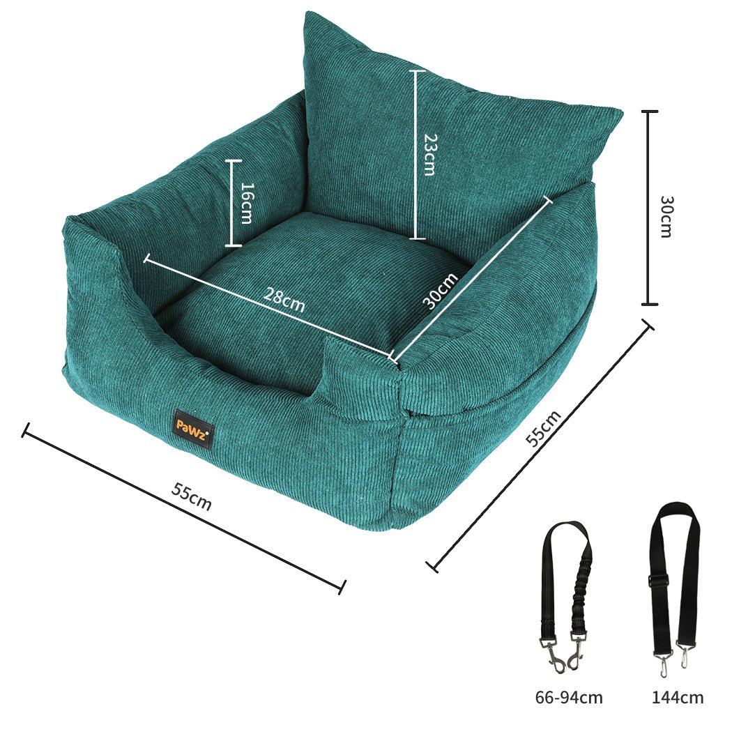Medium Dog Car Booster Seat with Safety Belt and Pockets - Green - Rivercity House & Home Co. (ABN 18 642 972 209) - Affordable Modern Furniture Australia