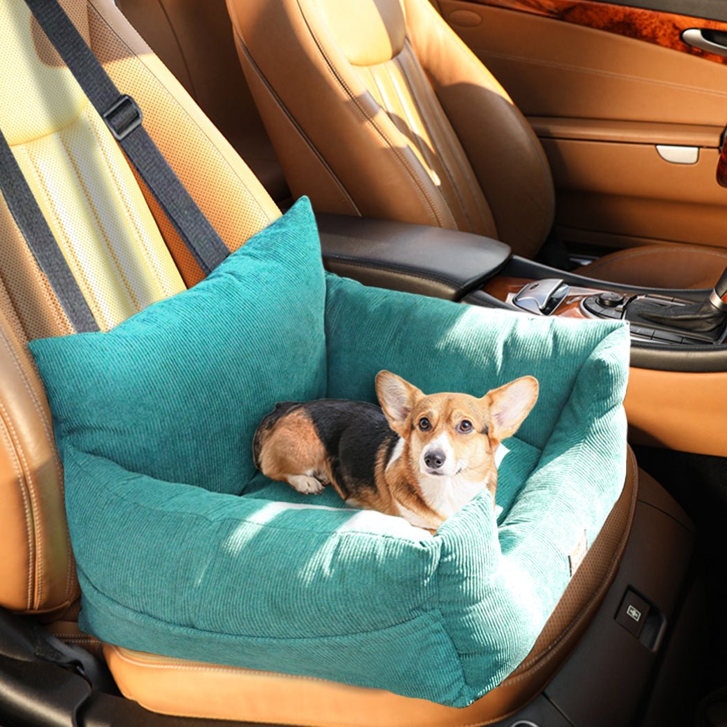 Medium Dog Car Booster Seat with Safety Belt and Pockets - Green - Rivercity House & Home Co. (ABN 18 642 972 209) - Affordable Modern Furniture Australia