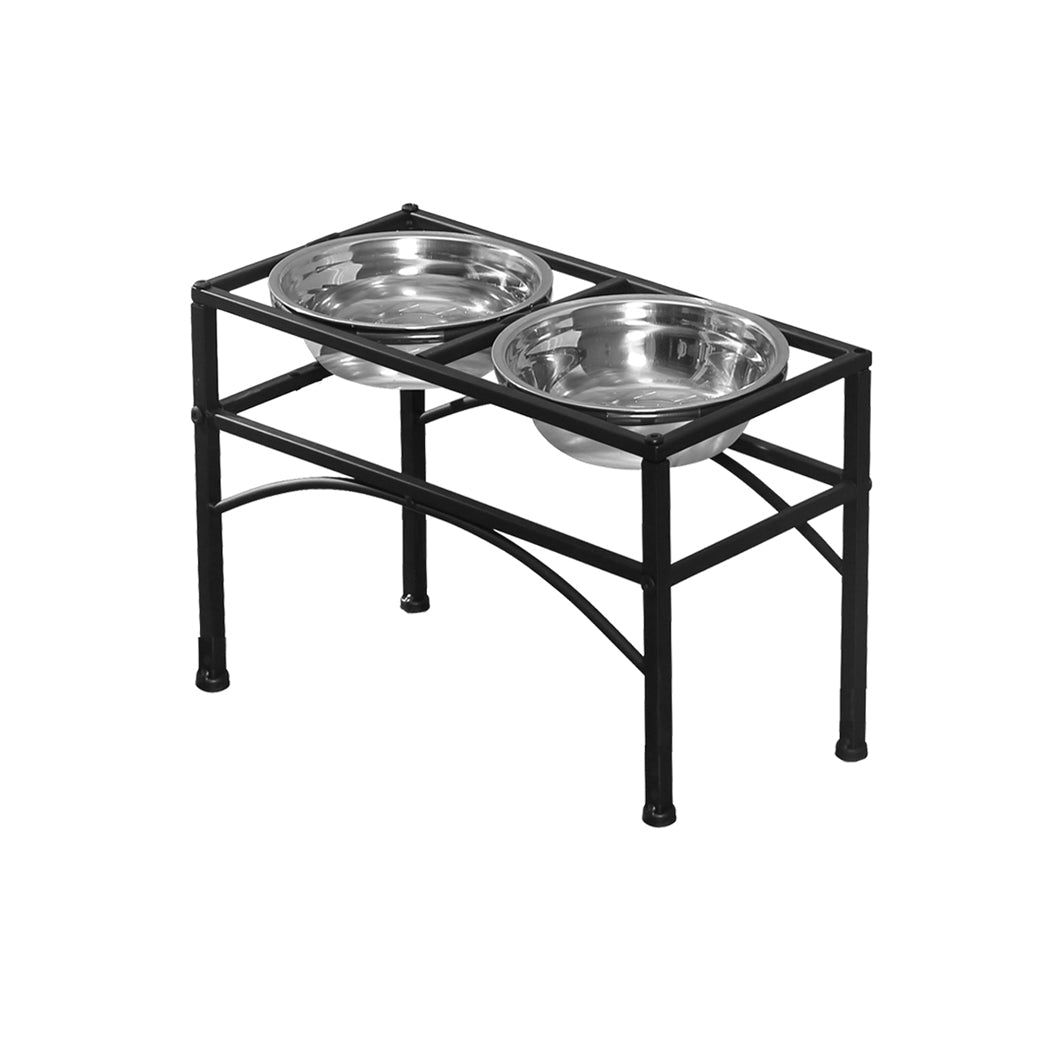 Medium Dual Elevated Raised Dog Feeder with Stainless Steel Bowls - Black - Rivercity House & Home Co. (ABN 18 642 972 209) - Affordable Modern Furniture Australia