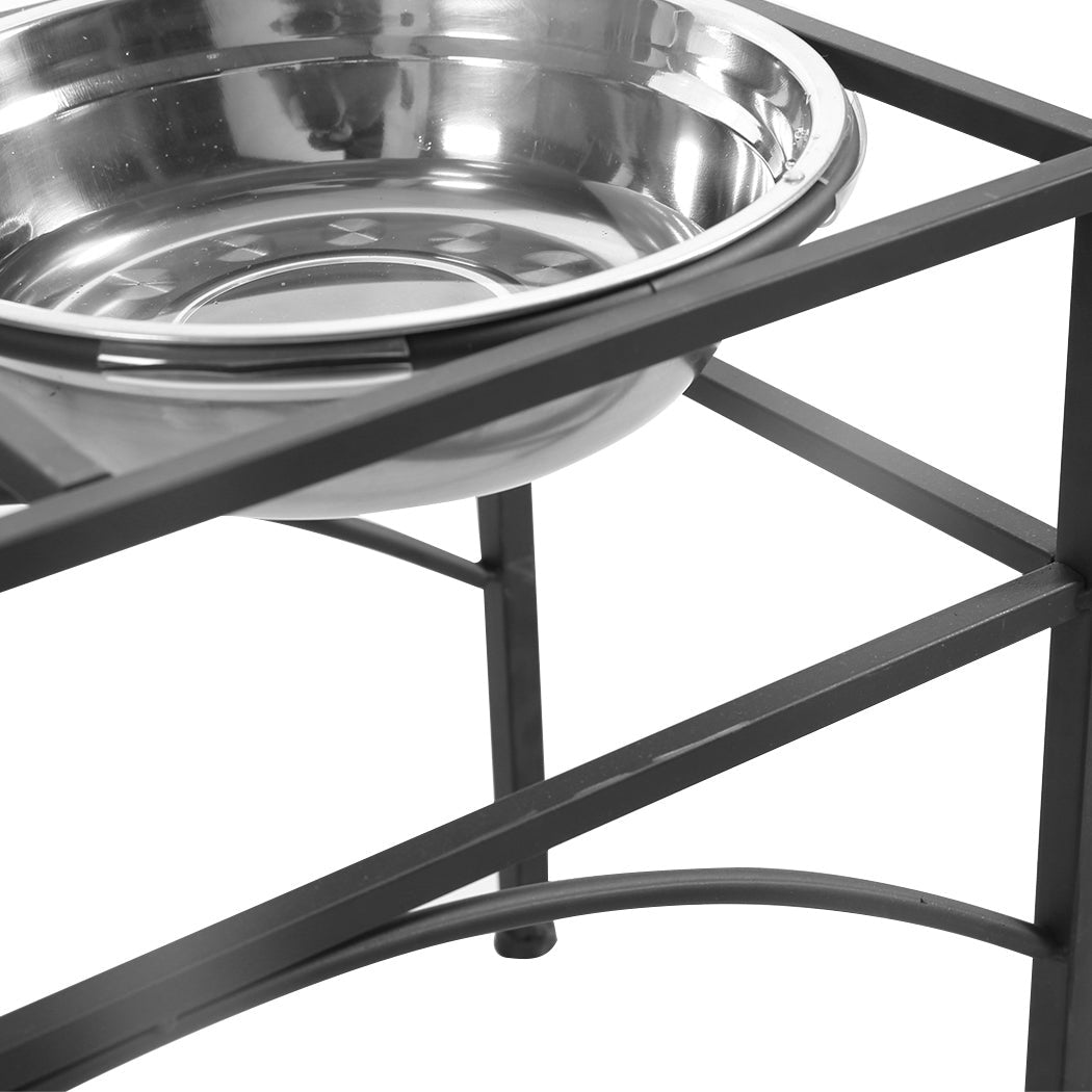 Medium Dual Elevated Raised Dog Feeder with Stainless Steel Bowls - Black - Rivercity House & Home Co. (ABN 18 642 972 209) - Affordable Modern Furniture Australia