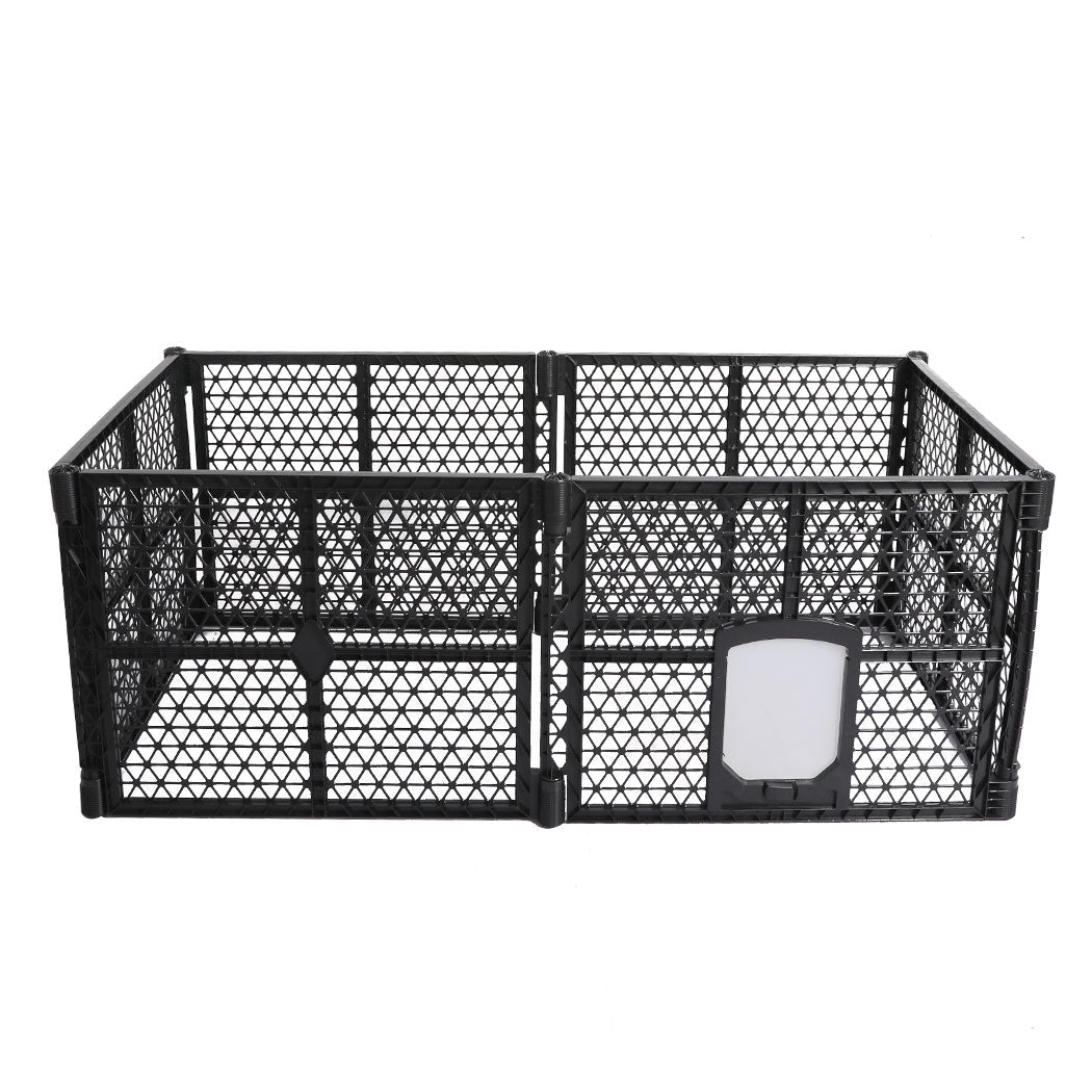Medium Folding Plastic Pet Playpen with Lockable Gate - Black - Rivercity House & Home Co. (ABN 18 642 972 209) - Affordable Modern Furniture Australia