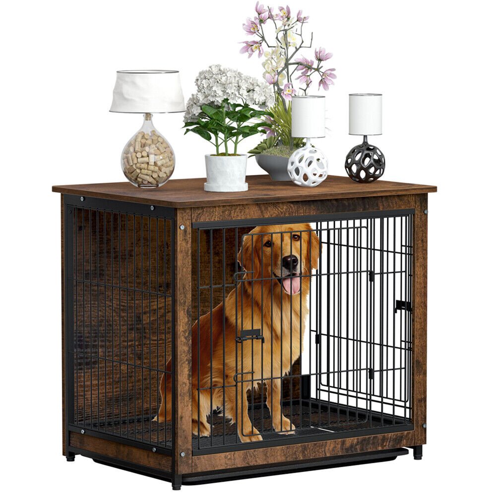 Medium Wooden Dog Crate Kennel 80.5x59x70cm Dual-Purpose End Table Nightstand - Pet Care > Dog Supplies > Dog Beds - Rivercity House & Home Co. (ABN 18 642 972 209) - Affordable Modern Furniture Australia