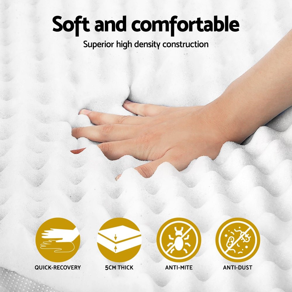Memory Foam Mattress Topper Egg Crate 5cm King Single - Furniture > Mattresses > Mattress Toppers - Rivercity House & Home Co. (ABN 18 642 972 209) - Affordable Modern Furniture Australia