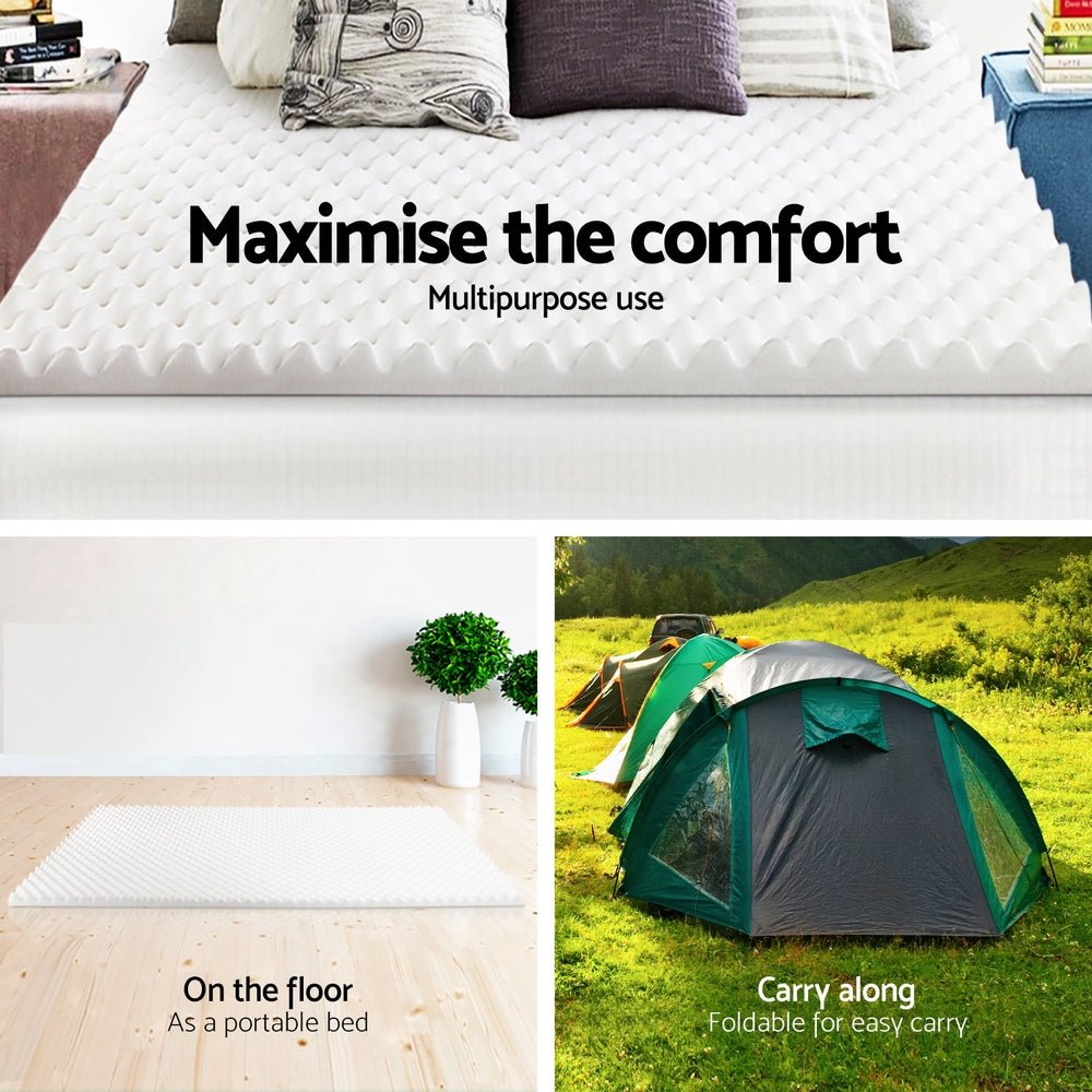 Memory Foam Mattress Topper Egg Crate 5cm King Single - Furniture > Mattresses > Mattress Toppers - Rivercity House & Home Co. (ABN 18 642 972 209) - Affordable Modern Furniture Australia