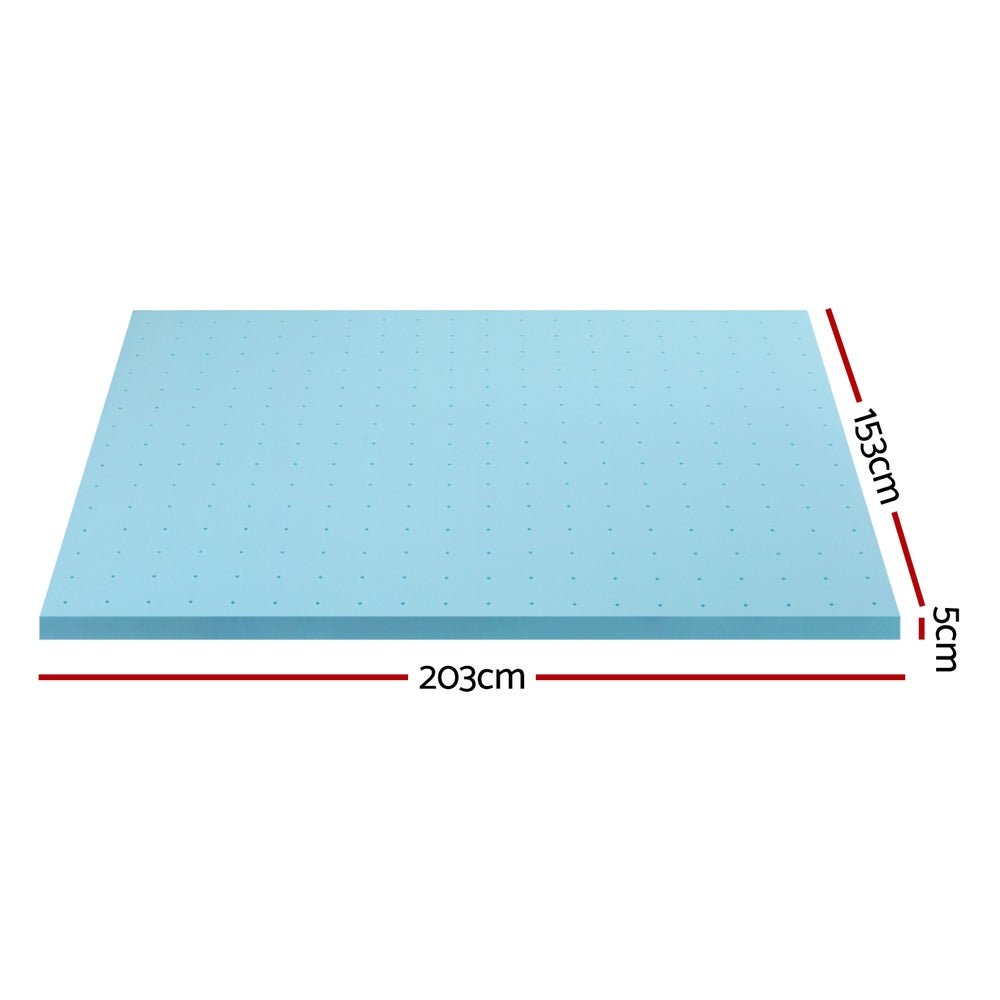 Memory Foam Mattress Topper Ventilated Cool Gel 5cm Queen - Furniture > Mattresses > Mattress Toppers - Rivercity House & Home Co. (ABN 18 642 972 209) - Affordable Modern Furniture Australia