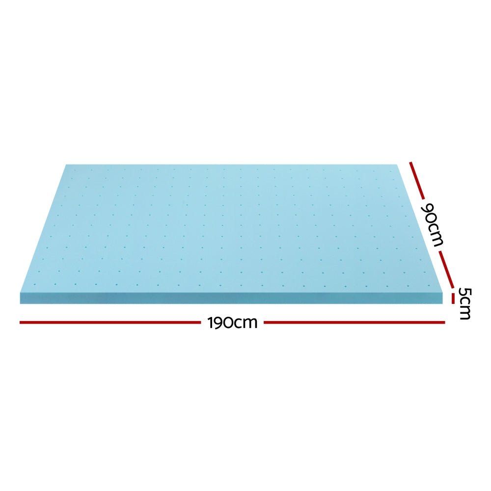 Memory Foam Mattress Topper Ventilated Cool Gel 5cm Single - Furniture > Mattresses > Mattress Toppers - Rivercity House & Home Co. (ABN 18 642 972 209) - Affordable Modern Furniture Australia