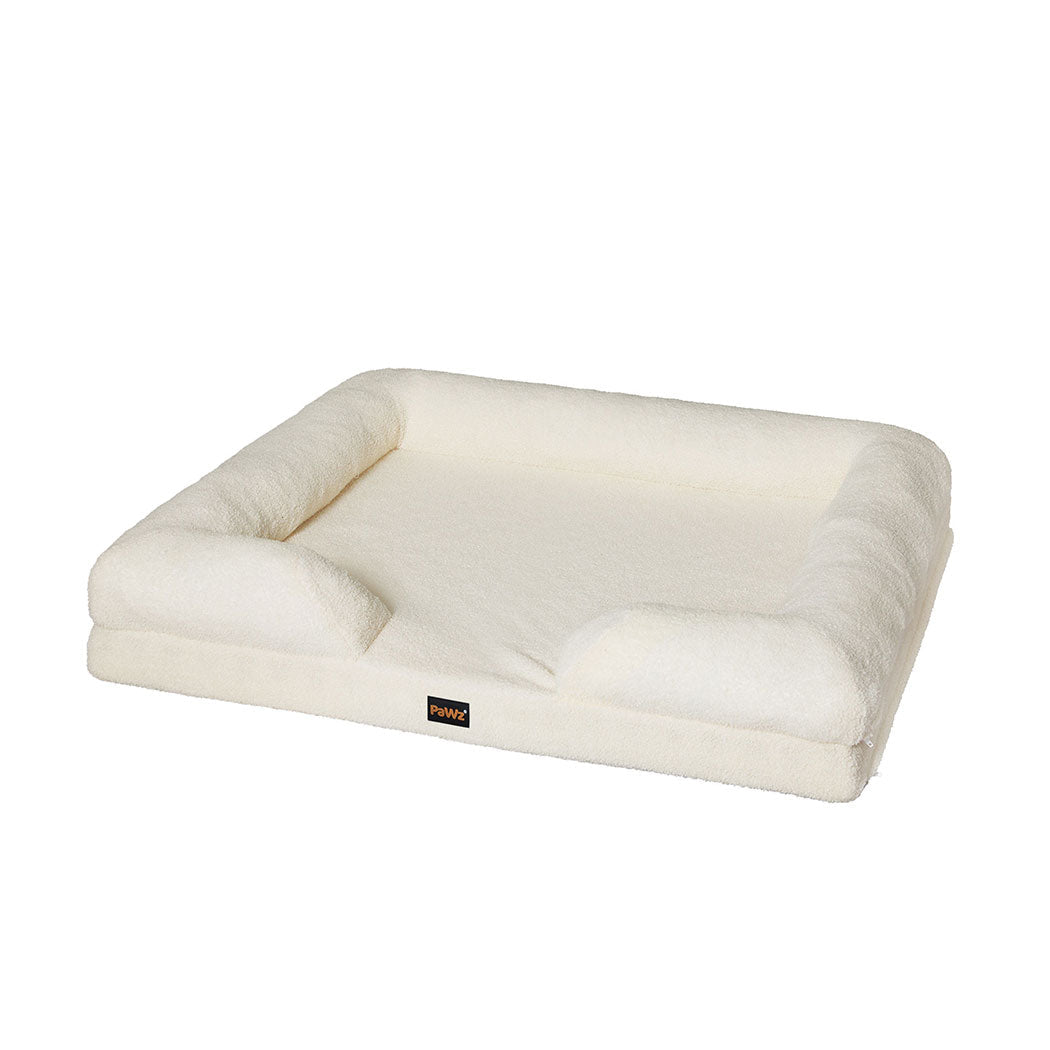 Memory Foam Orthopaedic Pet Sofa Bed with Raised Rim - White - Rivercity House & Home Co. (ABN 18 642 972 209) - Affordable Modern Furniture Australia