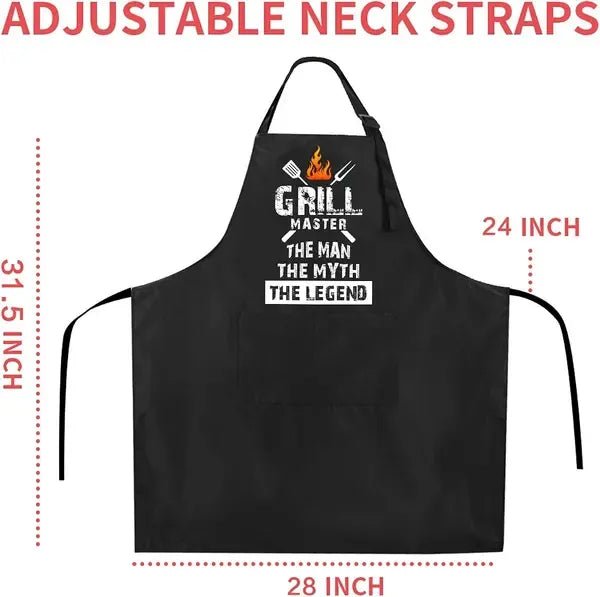 Men's Grill Master Cooking Apron with Adjustable Straps and Front Pockets - Black - Home & Garden > Kitchenware > Aprons - Rivercity House & Home Co. (ABN 18 642 972 209) - Affordable Modern Furniture Australia