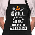 Men's Grill Master Cooking Apron with Adjustable Straps and Front Pockets - Black