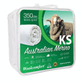 Merino Wool Quilt 350GSM King Single 160x210cm Australian Made - Natural