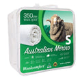 Merino Wool Quilt 350GSM Single 140x210cm Australian Made - Natural