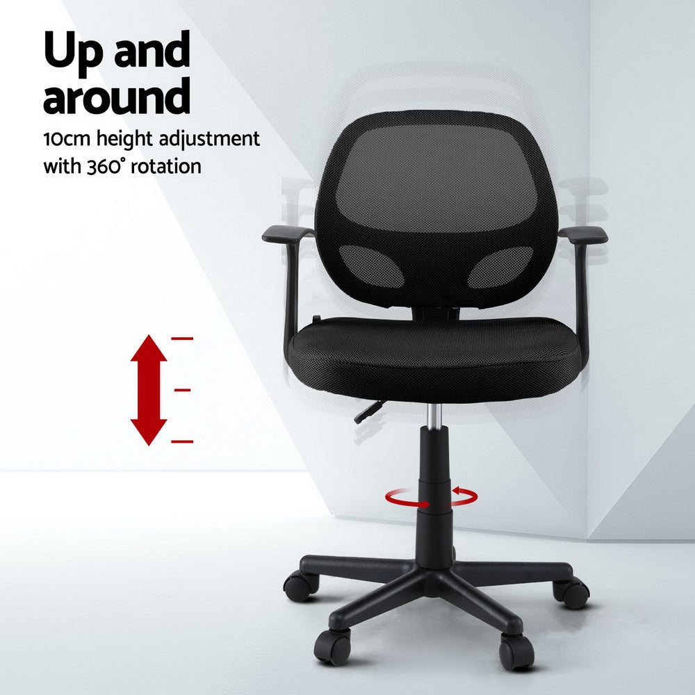 Mesh Office Chair Computer Gaming Desk Chairs Work Study Mid Back Black - Furniture > Office > Office & Desk Chairs - Rivercity House & Home Co. (ABN 18 642 972 209) - Affordable Modern Furniture Australia
