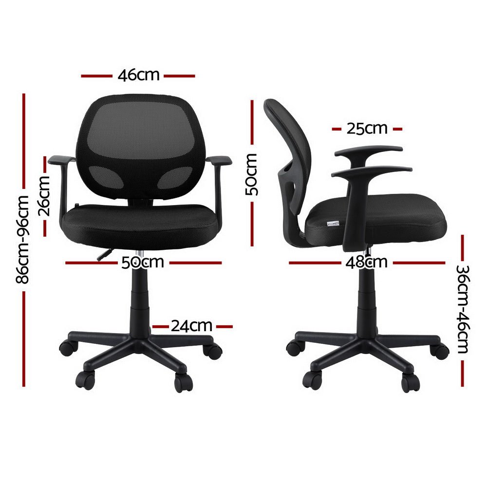 Mesh Office Chair Computer Gaming Desk Chairs Work Study Mid Back Black - Furniture > Office > Office & Desk Chairs - Rivercity House & Home Co. (ABN 18 642 972 209) - Affordable Modern Furniture Australia