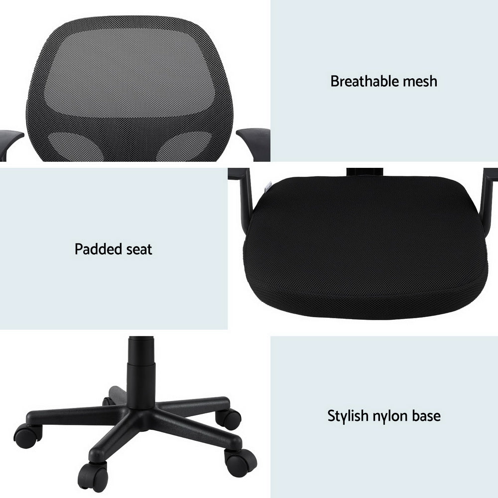 Mesh Office Chair Computer Gaming Desk Chairs Work Study Mid Back Black - Furniture > Office > Office & Desk Chairs - Rivercity House & Home Co. (ABN 18 642 972 209) - Affordable Modern Furniture Australia