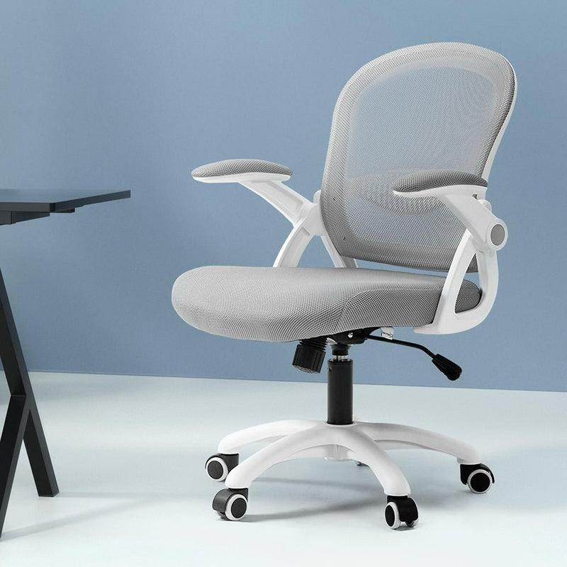 Mesh Office Chair Mid Back Grey - Furniture > Office - Rivercity House & Home Co. (ABN 18 642 972 209) - Affordable Modern Furniture Australia