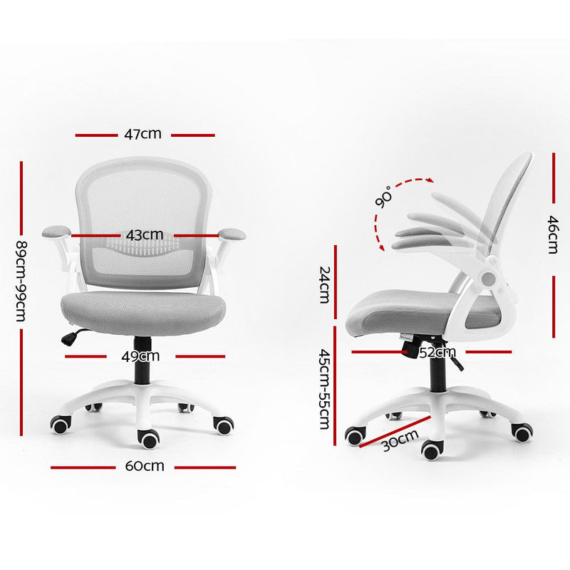 Mesh Office Chair Mid Back Grey - Furniture > Office - Rivercity House & Home Co. (ABN 18 642 972 209) - Affordable Modern Furniture Australia