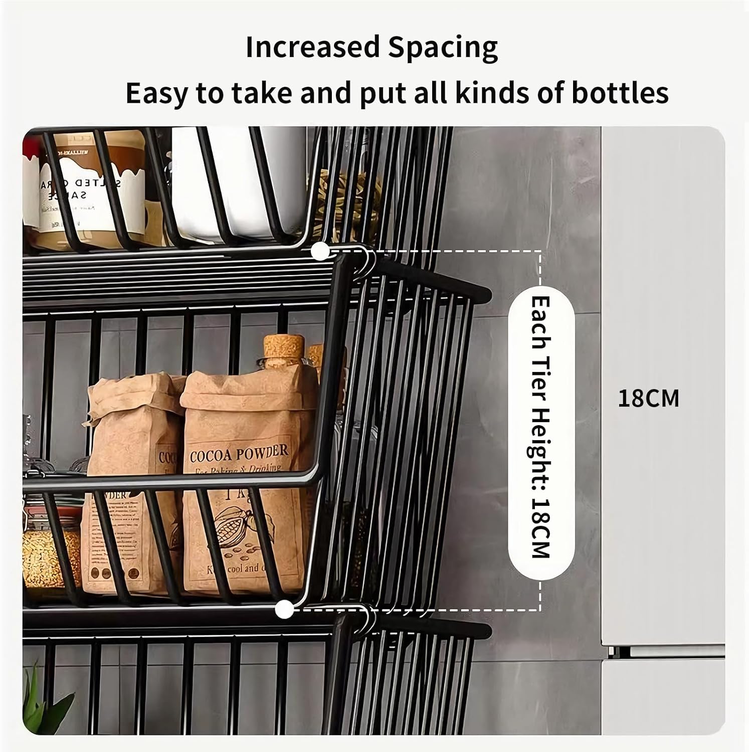 Metal 5 - Tier Rolling Vegetable and Fruit Basket Cart Stand for Kitchen - Home & Garden > Kitchenware > Food Storage - Rivercity House & Home Co. (ABN 18 642 972 209) - Affordable Modern Furniture Australia