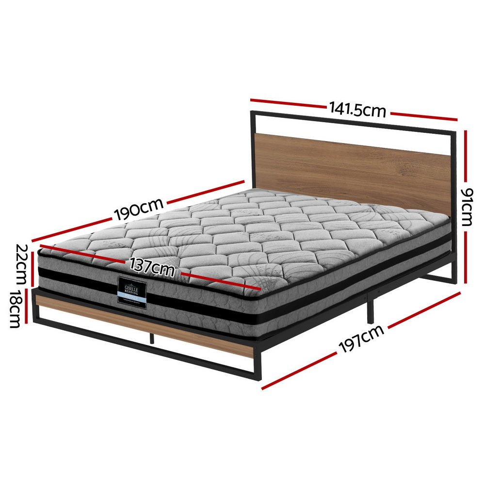 Metal Bed Frame Double Size Beds Platform with Mattress - Furniture > Bedroom > Beds & Bed Frames - Rivercity House & Home Co. (ABN 18 642 972 209) - Affordable Modern Furniture Australia