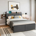 Sotera Double Upholstered Storage Bed Frame with Charging Station – Oak/Grey