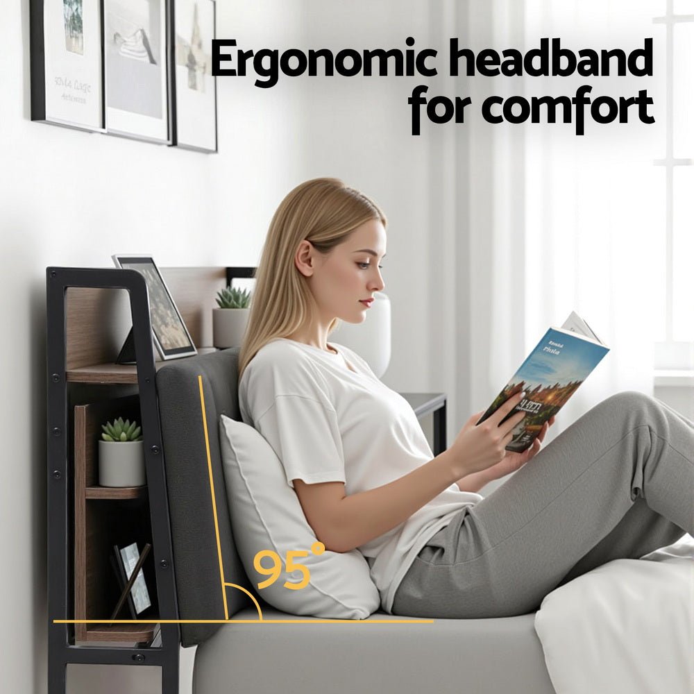 Metal Bed Frame Queen Size with 2 - Tier Hidden Storage with Charging Station - Furniture > Bedroom > Beds & Bed Frames - Rivercity House & Home Co. (ABN 18 642 972 209) - Affordable Modern Furniture Australia