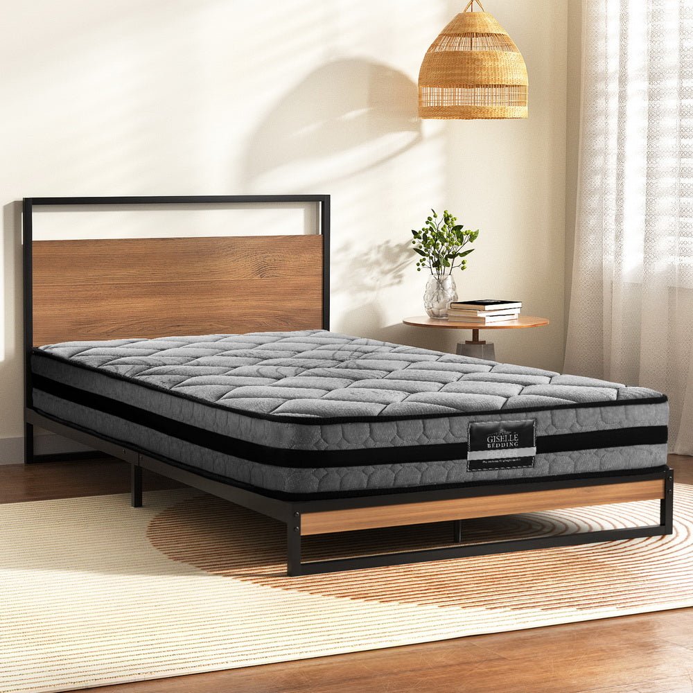 Metal Bed Frame Single Size Beds Platform with Mattress - Furniture > Bedroom > Beds & Bed Frames - Rivercity House & Home Co. (ABN 18 642 972 209) - Affordable Modern Furniture Australia