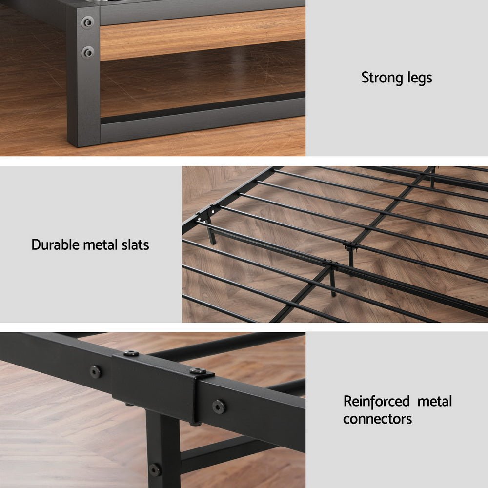 Metal Bed Frame Single Size Beds Platform with Mattress - Furniture > Bedroom > Beds & Bed Frames - Rivercity House & Home Co. (ABN 18 642 972 209) - Affordable Modern Furniture Australia