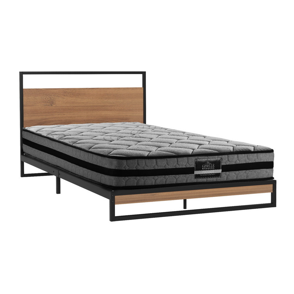 Metal Bed Frame Single Size Beds Platform with Mattress - Furniture > Bedroom > Beds & Bed Frames - Rivercity House & Home Co. (ABN 18 642 972 209) - Affordable Modern Furniture Australia