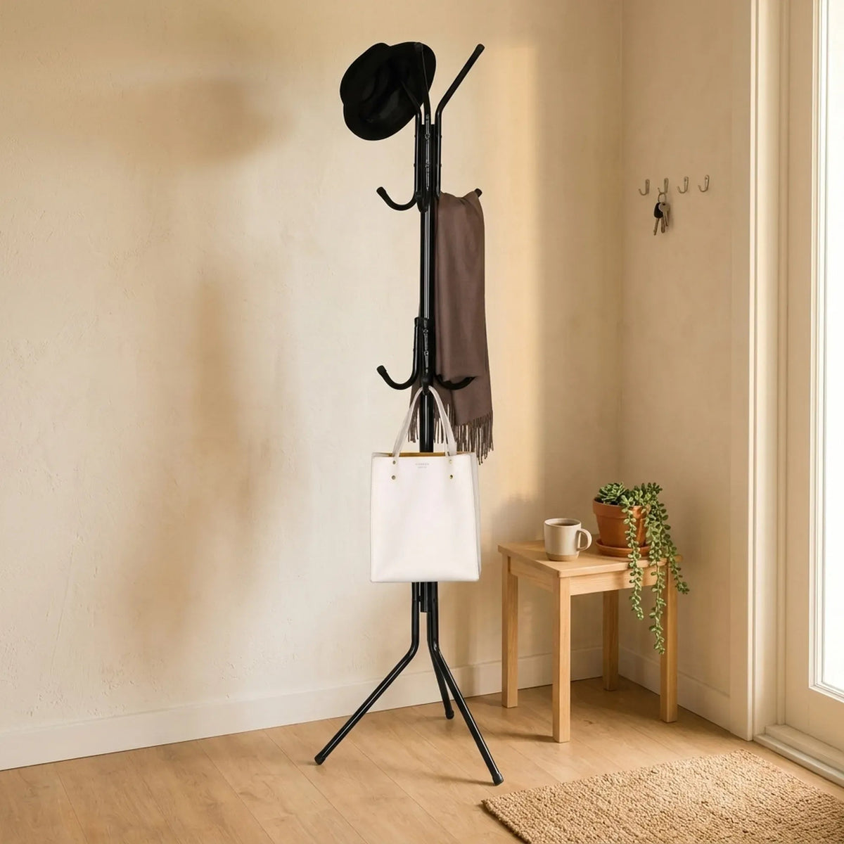 Metal Coat Rack Stand with 12 Hooks, 3-Tier Clothes Hanger - Black - Home & Garden > Storage > Clothing & Wardrobe Storage - Rivercity House & Home Co. (ABN 18 642 972 209) - Affordable Modern Furniture Australia