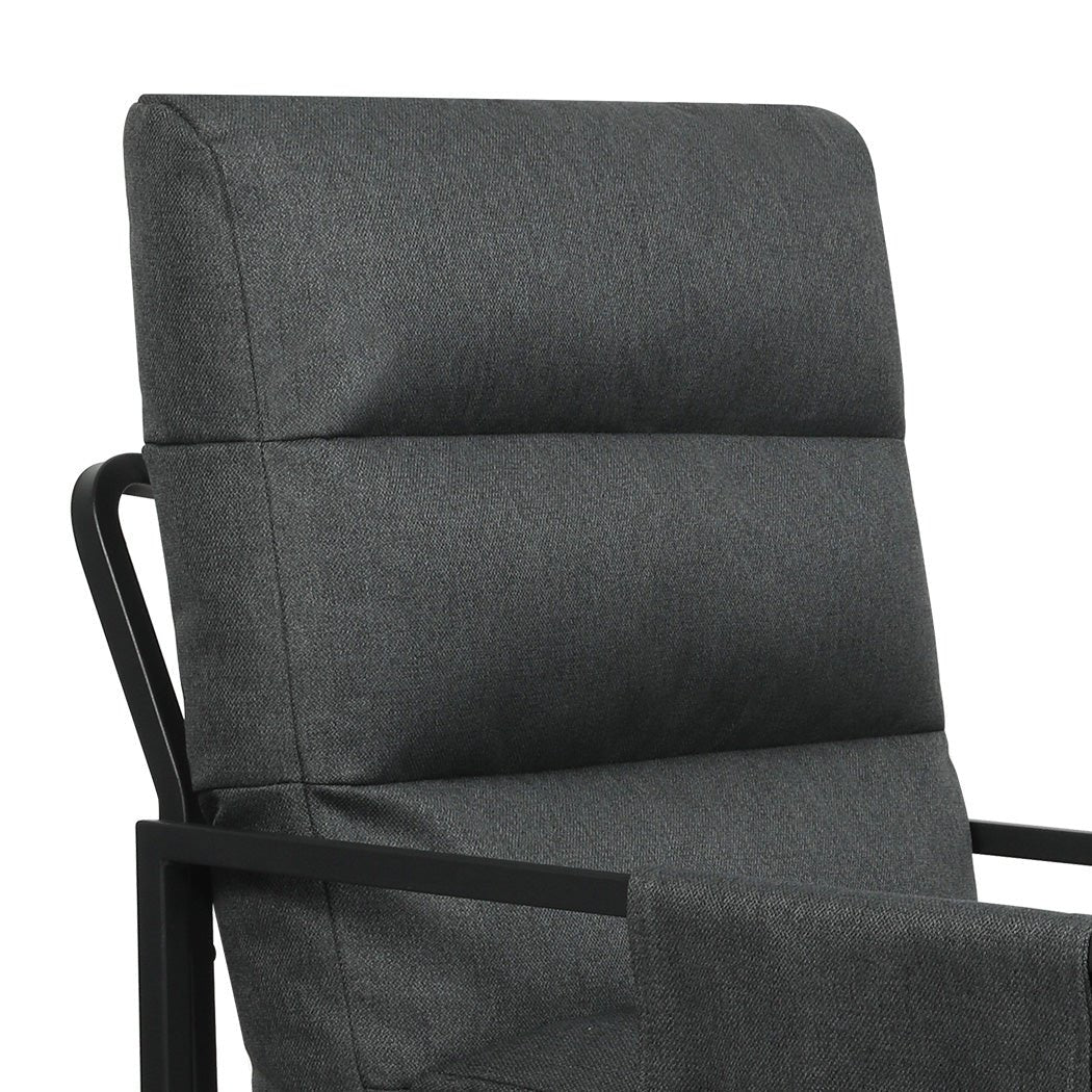 Metal Framed Lounge Chair with Linen Cushion - Dark Grey - Rivercity House & Home Co. (ABN 18 642 972 209) - Affordable Modern Furniture Australia