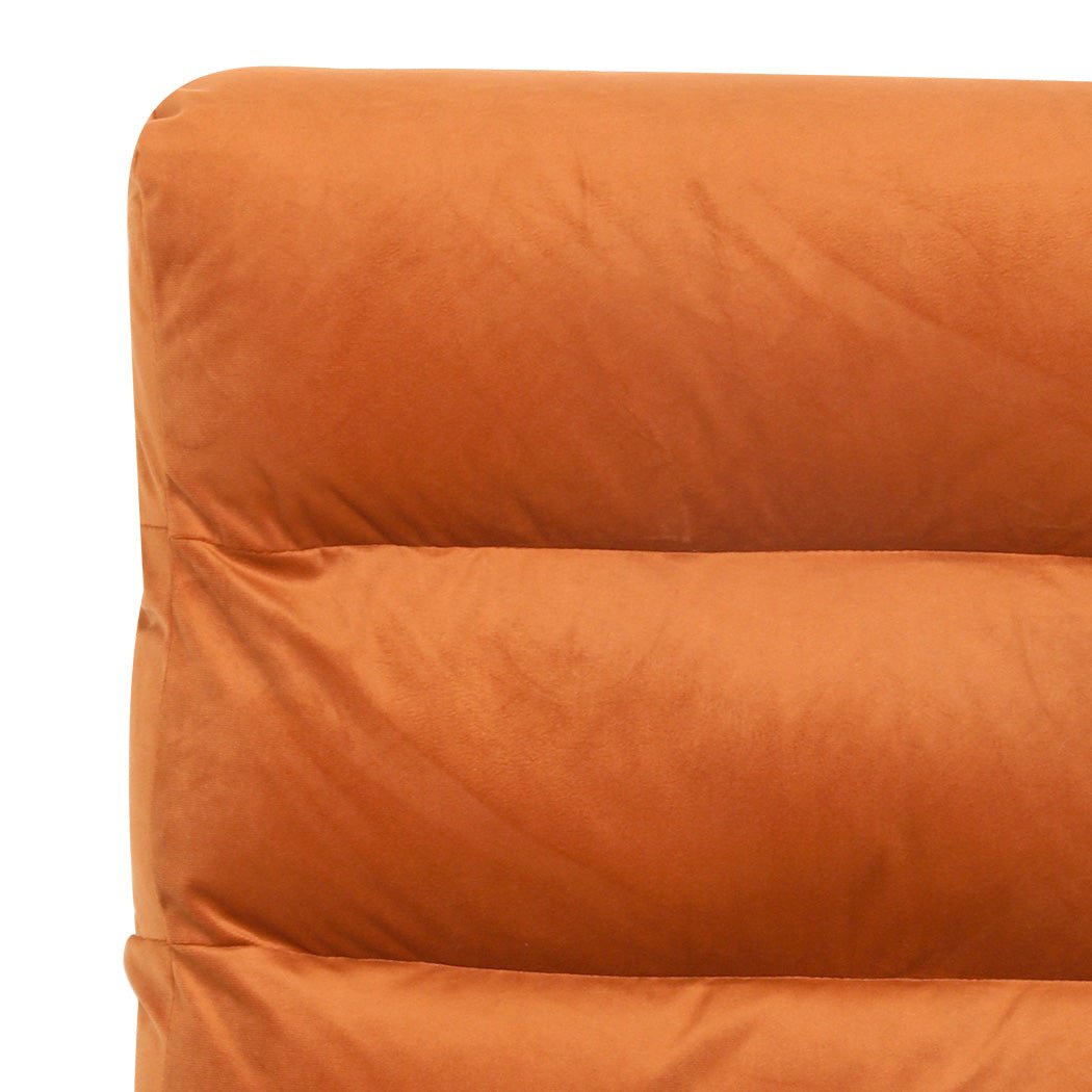 Metal Framed Velvet Lounge Chair with Zipper Cushion - Burnt Orange - Rivercity House & Home Co. (ABN 18 642 972 209) - Affordable Modern Furniture Australia
