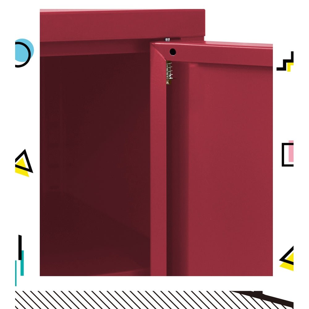 Metal Locker Style Buffet Sideboard Storage Cabinet - Charcoal - Furniture > Living Room - Rivercity House & Home Co. (ABN 18 642 972 209) - Affordable Modern Furniture Australia