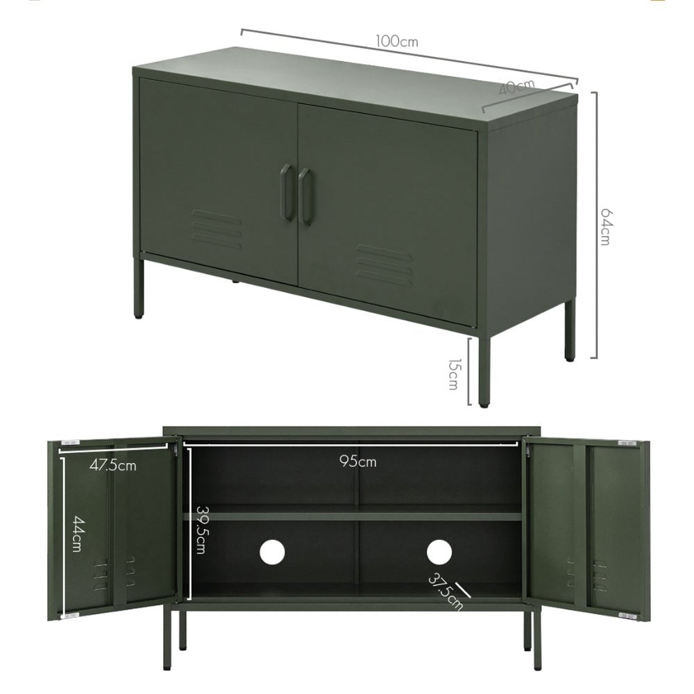 Metal Locker Style Buffet Sideboard Storage Cabinet - Green - Furniture > Living Room - Rivercity House & Home Co. (ABN 18 642 972 209) - Affordable Modern Furniture Australia