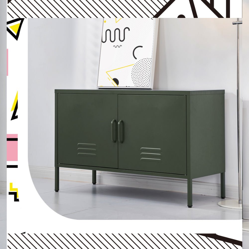 Metal Locker Style Buffet Sideboard Storage Cabinet - Green - Furniture > Living Room - Rivercity House & Home Co. (ABN 18 642 972 209) - Affordable Modern Furniture Australia