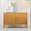 Metal Locker Style Buffet Sideboard Storage Cabinet - Yellow