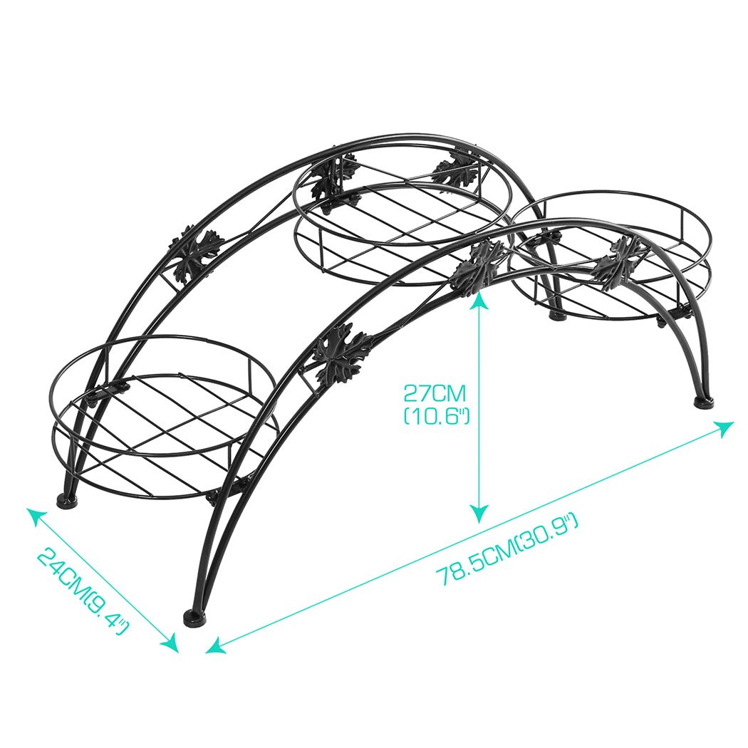 Metal Plant Stand for Indoor and Outdoor Use - Black - Rivercity House & Home Co. (ABN 18 642 972 209) - Affordable Modern Furniture Australia