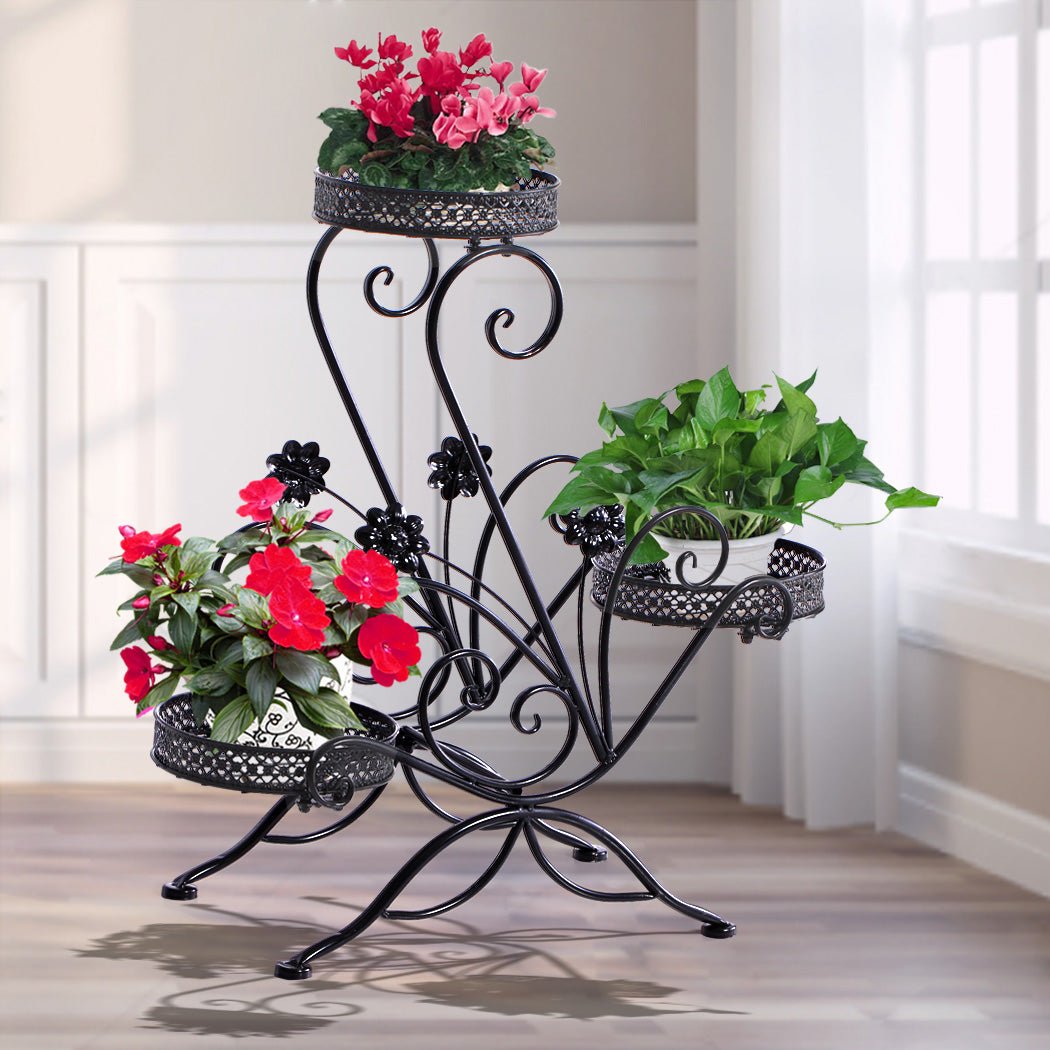 Metal Plant Stand for Indoor and Outdoor Use - Black - Rivercity House & Home Co. (ABN 18 642 972 209) - Affordable Modern Furniture Australia