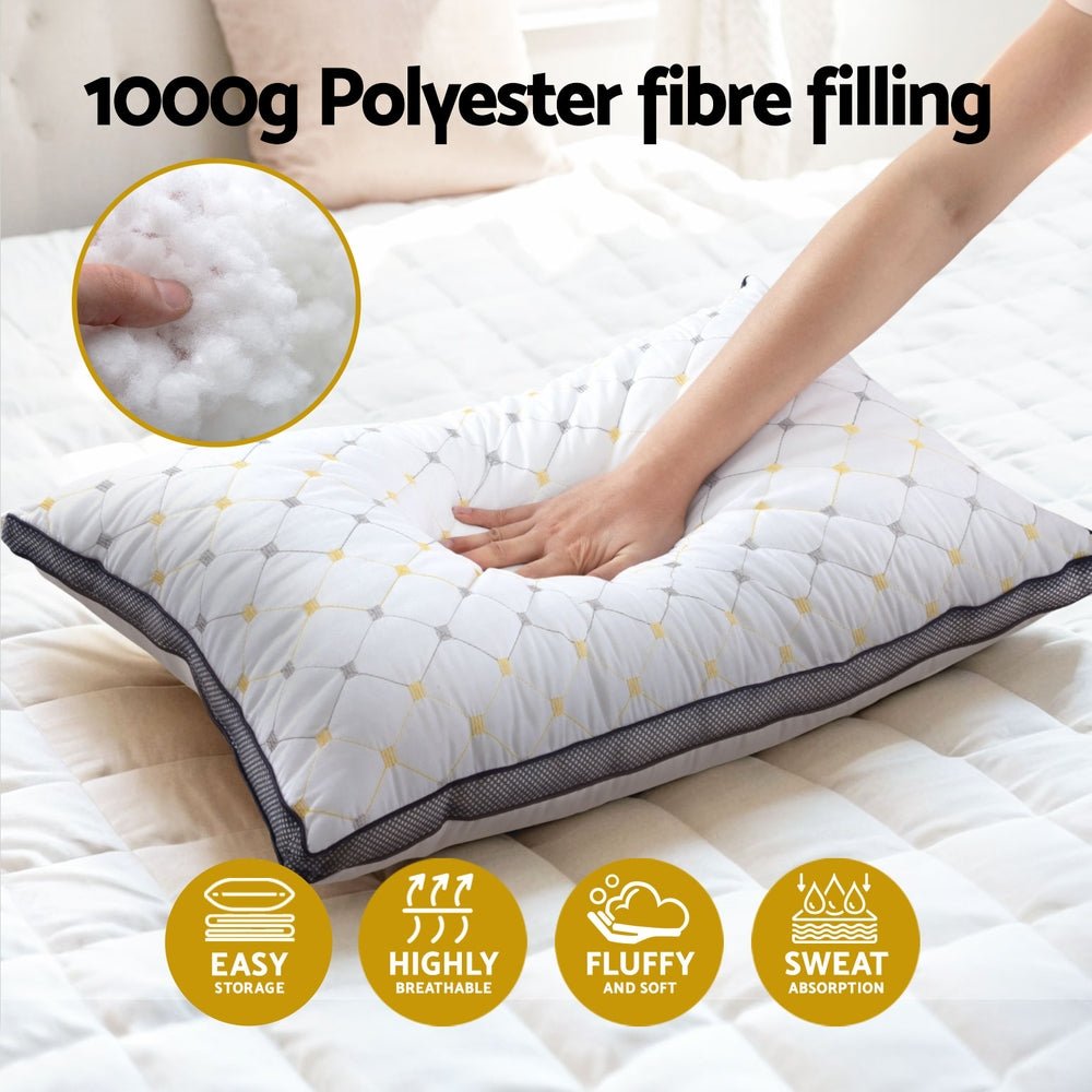 Microfibre Pillow 70x45x25cm - White - Home & Garden > Bedding > Pillows - Rivercity House & Home Co. (ABN 18 642 972 209) - Affordable Modern Furniture Australia