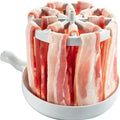 Microwave Bacon Cooker Rack with Vertical Hanging Slots and Grease Drip Tray for Crisp Low-Fat Bacon