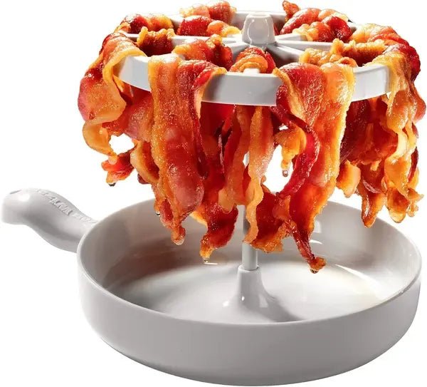 Microwave Bacon Cooker Rack with Vertical Hanging Slots and Grease Drip Tray for Crisp Low-Fat Bacon - Appliances > Kitchen Appliances > Kitchen Appliance Accessories - Rivercity House & Home Co. (ABN 18 642 972 209) - Affordable Modern Furniture Australia