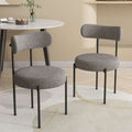 Mila Boucle Cushioned Dining Chair with Steel Frame - Slate Grey