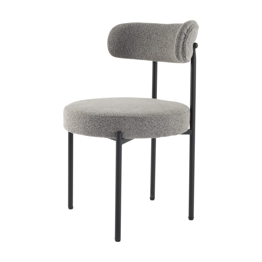 Mila Boucle Cushioned Dining Chair with Steel Frame - Slate Grey - Furniture > Dining > Kitchen & Dining Chairs - Rivercity House & Home Co. (ABN 18 642 972 209) - Affordable Modern Furniture Australia