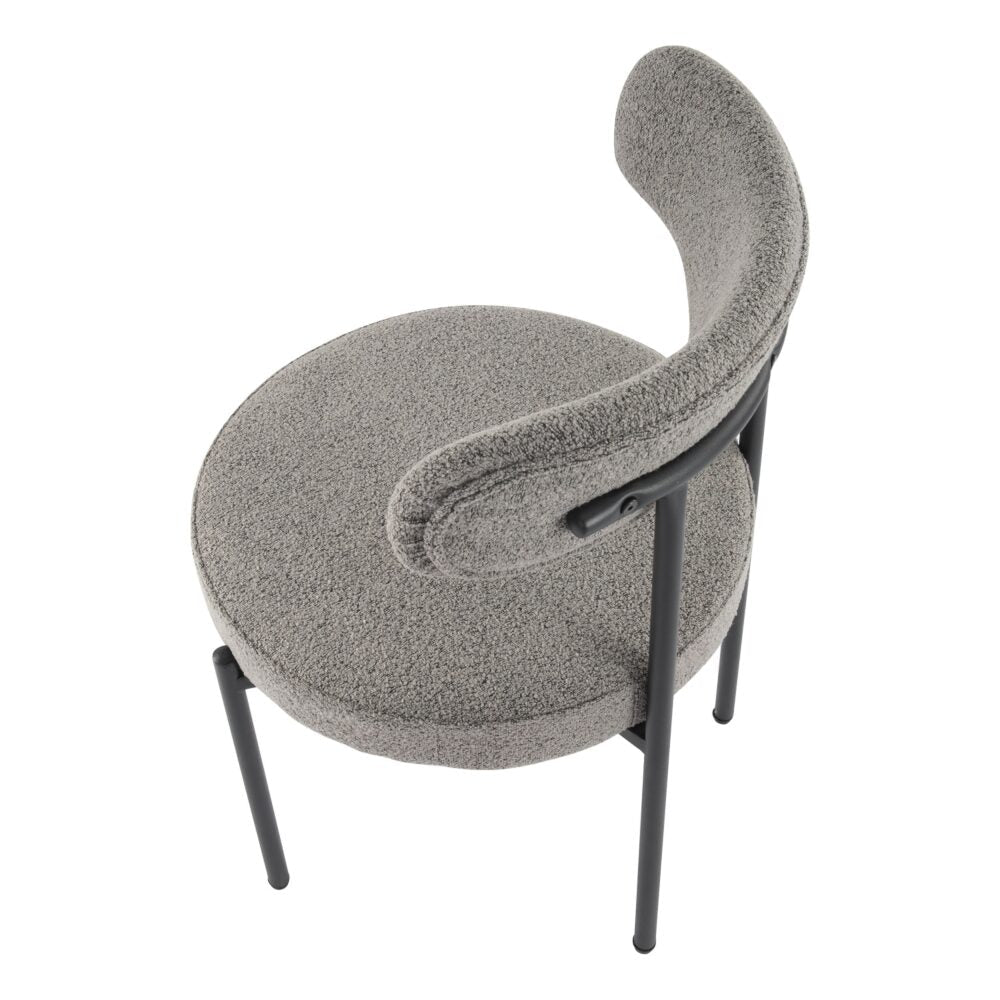 Mila Boucle Cushioned Dining Chair with Steel Frame - Slate Grey - Furniture > Dining > Kitchen & Dining Chairs - Rivercity House & Home Co. (ABN 18 642 972 209) - Affordable Modern Furniture Australia